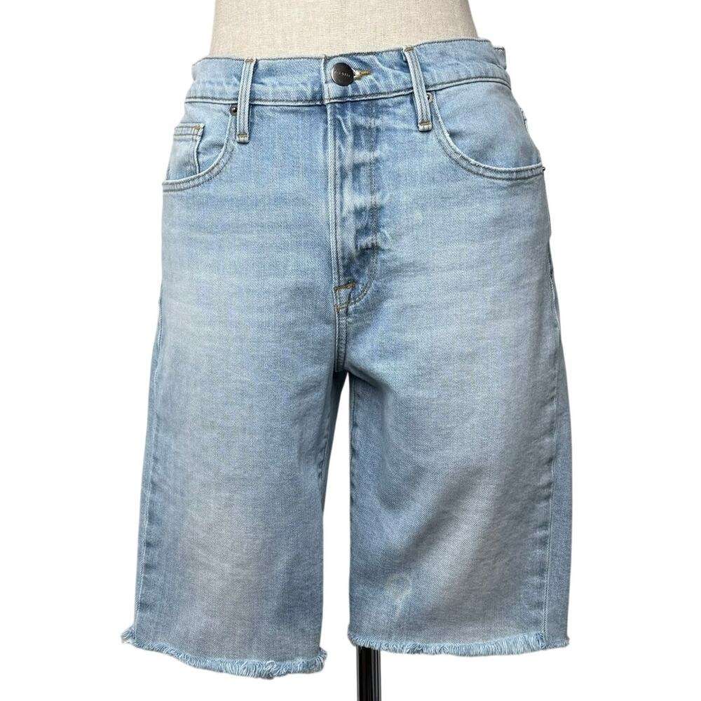 FRAME Le Vintage Bermuda Shorts Light Wash Distressed Cut Off Frayed Edge 29